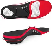 Gemuity 2 Pairs High Arch Support Insoles for Plantar Fasciitis - Men & Women Orthotic Inserts, Shock - Absorbing Work Boot Insoles for Flat Feet (S) 220+ lbs