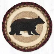 Bear Silhouette 10" Round Placemat Trivet Earth Rugs, Braided Jute, Cabin