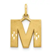 14k Yellow GoldY Satin Diamond-cut Letter M Initial Charm