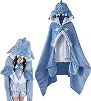 [bolix] Wearable Shark Blanket Flannel, Cosplay Shark Hoodie Costume, Shark Blanket Adult, Shark Cozy Blanket Hoodie, Blanket Shark Cape, Shark Cape Shawl for Personal Blanket Supplies Cosplay Personal