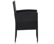 vidaXL Garden Dining Set Table and Chairs Furniture Black Poly Rattan and Steel