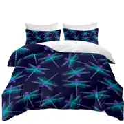 Glowing Purplish Dragonflies Quilt Cover