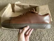 Size 10.5 - J Crew Brown Leather Court Sneaker Vibram Sole New