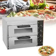 Commercial Pizza Oven Double Oven,3000W 16 inch Stainless Steel Pizza Electric Countertop Pizza and Snack Oven,Multipurpose Indoor Pizza Oven,for Restaurant Home
