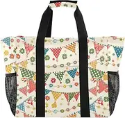 [sanluoli] Totes Foldable Tote Bag For Beach Waterproof with Handles Carrier Bags, Colorful Flag in Bohemian Style, 1 size
