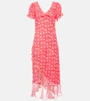 [Rixo] Rixo Clementina floral crepe midi dress AU 12 red