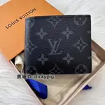 二手正品 LV 路易威登 MARCO 黑灰色 老花 對開 八卡 零錢袋皮夾 短夾 M62545 實拍 免運