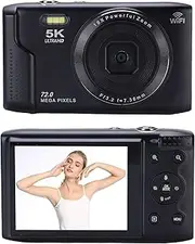 Digital Camera for Photography, 5K 72MP 16X Zoom 2.8 Inch LCD Screen Vlogging Camera, AF Autofocus WiFi Touchscreen Video Camera with Flash Light, Compact Small Camera for Kids (Black)