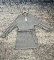 TopShop Women's Belted Sweater Mini Dress Long Sleeve Solid Gray Size 8