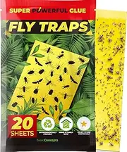 Fruit Fly Trap (20 Pack), Double-Sided Yellow Sticky Traps (Indoor & Outdoor), Fruit Fly Traps for Kitchen & Plants, Fruit Fly Killer - Sticky Gnat Trap Indoor Solution, Fungus Gnat Traps