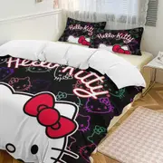 v321 Hello Kitty 3-Piece Twin Bed Set - Includes 1 Single Comforter And 2 Pillowcases Bedding - Fade Resistant Microfiber - Hello Kitty io321