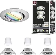 Paulmann 92467 LED Recessed Light Base Smart Home Zigbee Basic Set Swivelling Round 230 V 3 x 4.9 W 3 x 420 lm Dimmable 90 mm Brushed Iron Metal RGBW+