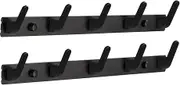 2PCS Wall Mounted Coat Rack with 5 Hooks, Black Coat Hanger, Wall Hooks Hanging Rack for Entryway, Kitchen, Bathroom, Closet, 3 * 74cm