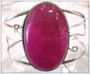 RUBY BEAUTIFUL NATURAL GEMSTONE LADIES STUNNING UNIQUE SILVER BRACELET