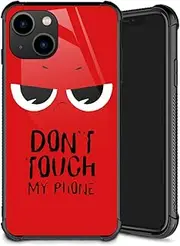 Compatible with iPhone 14 Case,Personality Pattern Plexiglass iPhone 14 Cases for Boys Men,Don't Touch My Phone Pattern Shockproof Anti-Scratch Case for Apple iPhone 14 6.1 inch