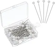 sourcing map 100pcs Sewing Pins, 2 Inch Round Pearl Head Dressmaking Corsage Pins Straight for Wedding Decoration DIY Craft, White