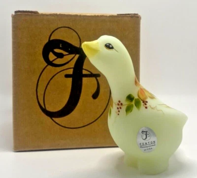 Fenton Art Glass LE Goose, Floral, Berries, Gold, 5358HP -- New in Box