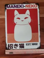 16x12 Maneki Neko Cat Metal Bar Sign Beer Whisky Reproduction