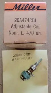 J.W.Miller 20A474RBI 470-580uh Adjustable Coil * NEW IN PACKAGE *