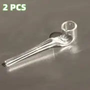 2 pcs Thick Glass Tobacco Glass Pipe Reusable One Hitter Smoking Tube Pipe 100MM