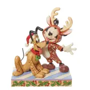 Disney Traditions Mickey Mouse Reindeer With Pluto Santa