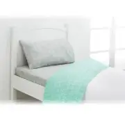 Single Bed Kids XOXO Grey & Mint Flannelette Sheet & Pillow Case Set: 3 pieces