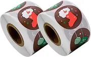 ZUNOXAZ 2 Rolls Self Adhesive Christmas Seal Stickers for Present Labeling and Envelope Decoration for Parties Baking and Festive Packaging