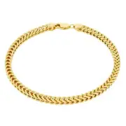 14k Yellow Gold 3mm Franco Box Square Wheat Bracelet Chain Mens Womens 7.5"