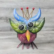 9" Krazy Kluckers - Metal Owl Outdoor Garden Decor Bird Statue Springed Body