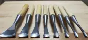Japanese Vintage Chisel 8-Piece Set NOMI 5~37mm Round Chisel Carpentry Tools