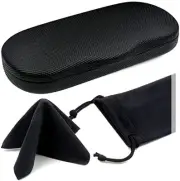 Eyeglass Clam Shell Hard Case for Small-Medium Frames | Men As196 Black Rough