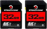 STEALTH CAM SD Card - High-Speed Data Transferring Storage Game Trail Hunting Scouting Photo Video Recording Cameras, 32GB SD Card (2 Pack)