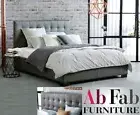 DOUBLE BED FRAME RAVEENA 100% GENUINE FULL LEATHER - NOT PU - TIMER FRAME GREY