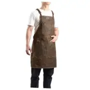 One Size Fits Utility Apron Adjustable Cross-Back Straps Multi-Use Dark Coffee