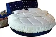 Lightweight White Down Comforter Blanket, Quilted Comforter with Corner Tabs, Machine Washable, Soft Noiseless Cotton Shell for Round Bed,Diameter220cm(87inch)