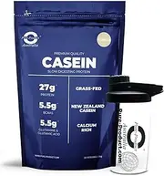 Pure Product Australia - 100% Casein Protein Powder - NZ Micellar Casein - Grass-Fed - Calcium Rich - 27g Protein per Serve - 4kg (120 Servings) - Vanilla + Glass shaker