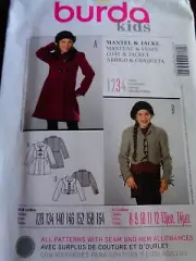 SEWING PATTERN BURDA KIDS 9532 COAT JACKET SIZE 8 TO 14 JUNIOR UNCUT