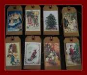 OLD TIME CHRISTMAS DESIGNED PRIMITIVE HANG TAGS