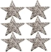 Tofficu 6pcs Rhinestone Star Iron-on Patches: Self-Adhesive Glitter Appliques for DIY Clothing Repair - Creative Decoration for Holidays