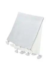 Anaya Light Grey Colorblocked Linen Blanket with Tassels at Nordstrom