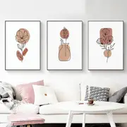 Abstract Boho Flowers 3 sets Poster Wall Art