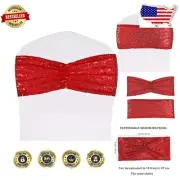 Durable Red Sequin Chair Sashes - 50 Piece Elegant Wedding & Celebration Decor