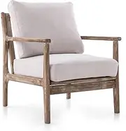 Giantex Modern Accent Chair, Wooden Armchair w/Solid Rubber Wood Armrests, Removable Cotton Linen Fabric Covers, Comfy Reading Chair for Living Room, Bedroom, Sunroom, Hosting Room