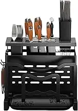 Knife Holder,Multifunctional Chopping Board Holder,Cutting Board Organizer,Kitchen Knife Rack Shelf, Multi-Functional Countertop Cutting Board Rack Knife Storage Rack for Kitchen Storage, Black