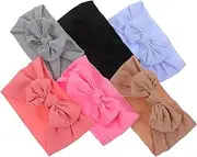 MOBUTOFU Toddler Headband Set 6pcs Baby Girl Bows Elastic Gentle on Hair for Parties