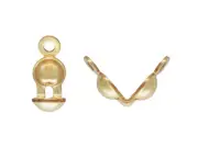 Gold Filled Bead Tips, 50pc, Clam Shells for Bead Ends, 2 Closed Rings, GF181