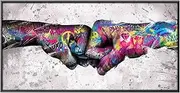[AIVYNA] Banksy Fist Bump Graffiti Art Canvas Painting Street Wall Art Posters And Prints Color Wall Art Picture Living Room Home Decor Frameless 60×120cm
