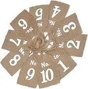 SMASOLO 10pcs Burlap Wine Tag Numbers 1-10 for Wedding Decor Party Place Cards