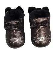 Nicole Miller New York Baby Girl Shoes Size 6-12 Months Soft Sparkly Brown Kitty