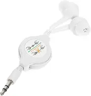 HOMSFOU in-Ear Earphone Ear Buds Retractable Wired Earphon Corded Earphones Cable Earphones Ear Phones TRS Retractable Earbuds Gummy Headset Headphones Retractable Earphone White